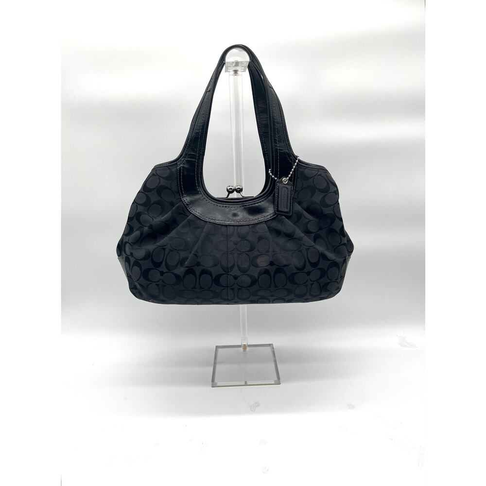 COACH ERGO KISSLOCK Y2K, Black Signature Canvas Hobo Bag